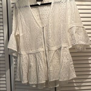 VENUS Cream Lace Peplum Blouse